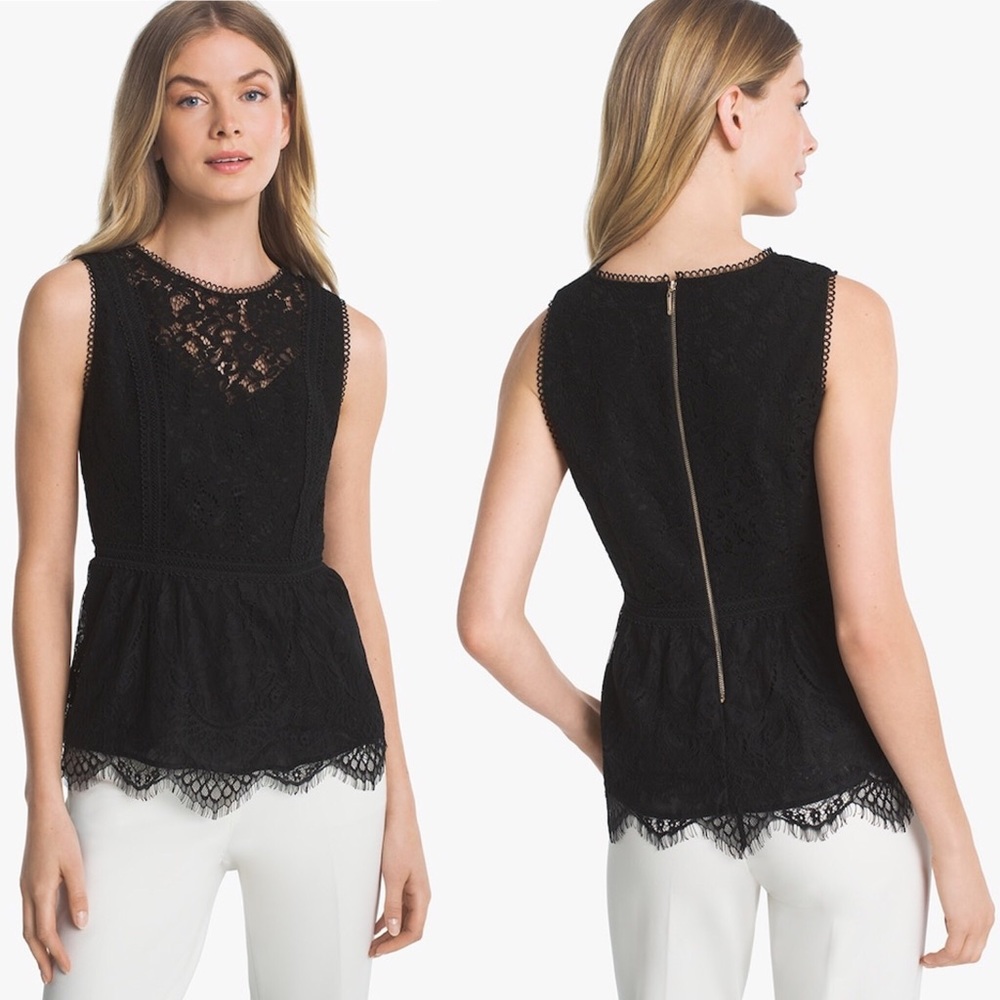 WHITE HOUSE|BLACK MARKET Lace Bodice Top-Black-6